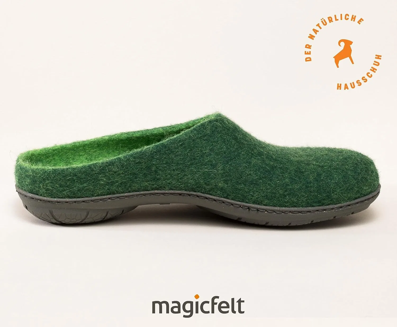 Фетровые тапочки Magicfelt PO 736 для мужчин и женщин, изготовленные из чистой мериносовой шерсти - тапочки с нескользящей водонепроницаемой резиновой подошвой, Dunkelgrün — фото 4