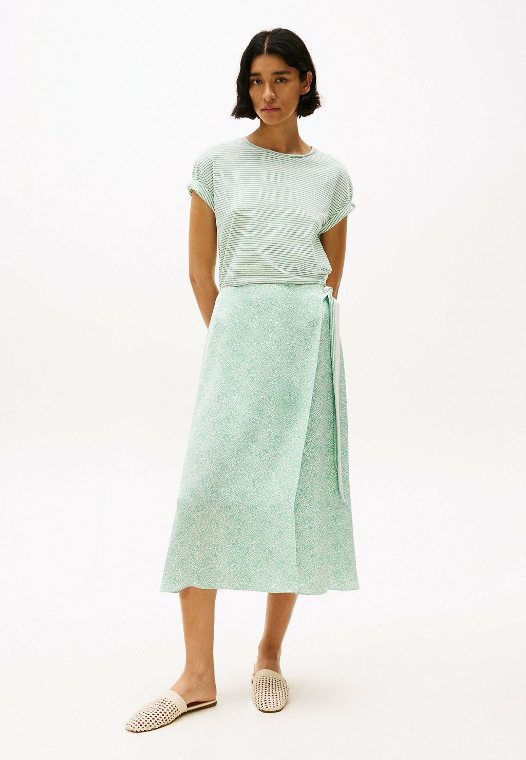 Юбка с запахом SATEEN - A-line skirt Tommy Hilfiger, светло-зеленый — фото 2
