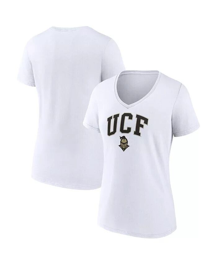 

Женская белая футболка UCF Knights Evergreen Campus с V-образным вырезом Fanatics