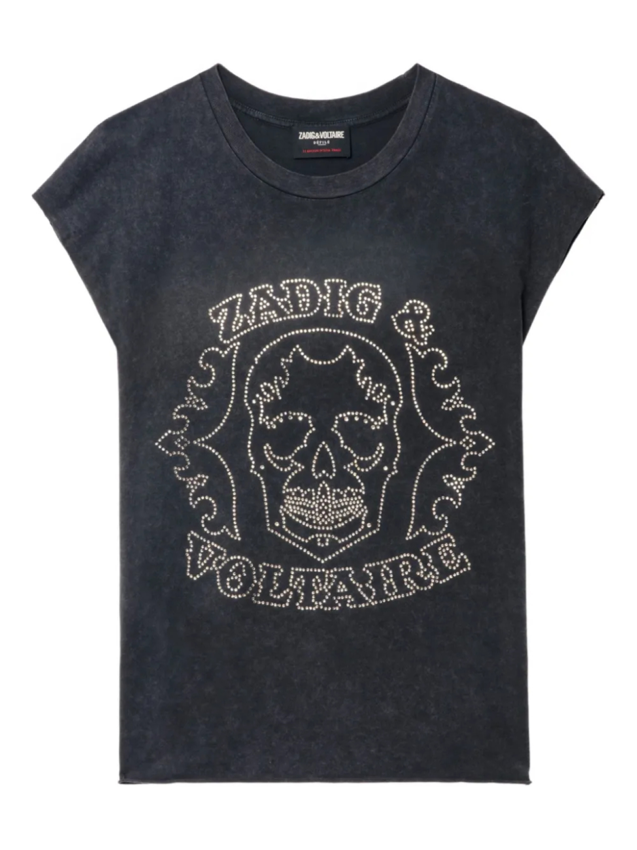 

Топ Zadig&Voltaire со стразами и черепом, серый