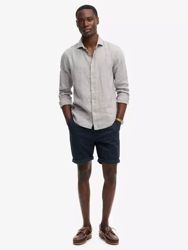 Льняная рубашка Ривьера Superdry, Ash Grey Chambray — фото 3