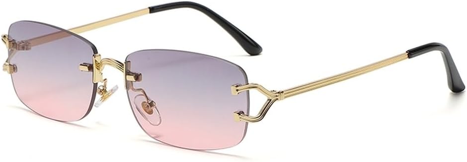 

Квадратные солнцезащитные очки для мужчин, полуметаллические, сине-зеленые, без оправы, модные женские солнцезащитные очки без оправы, защита от ультрафиолета UV400 WNCKSQ, Grey Pink Lens