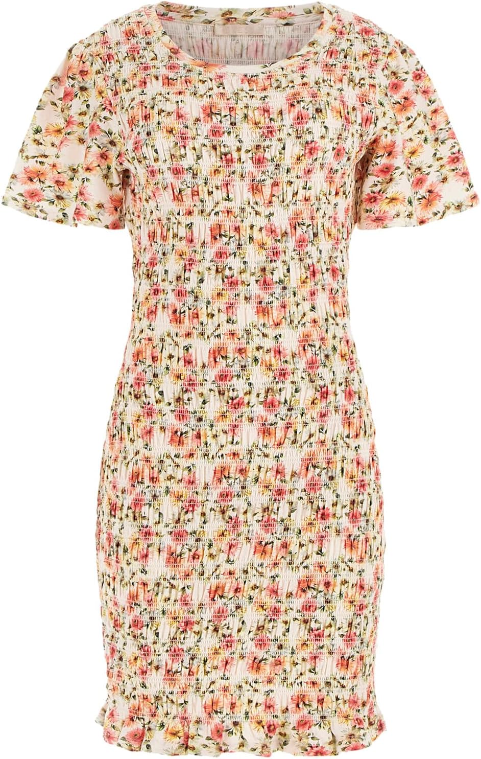 

GUESS Женское платье Claire Smock с коротким рукавом Eco, Little Painted Daisies Print