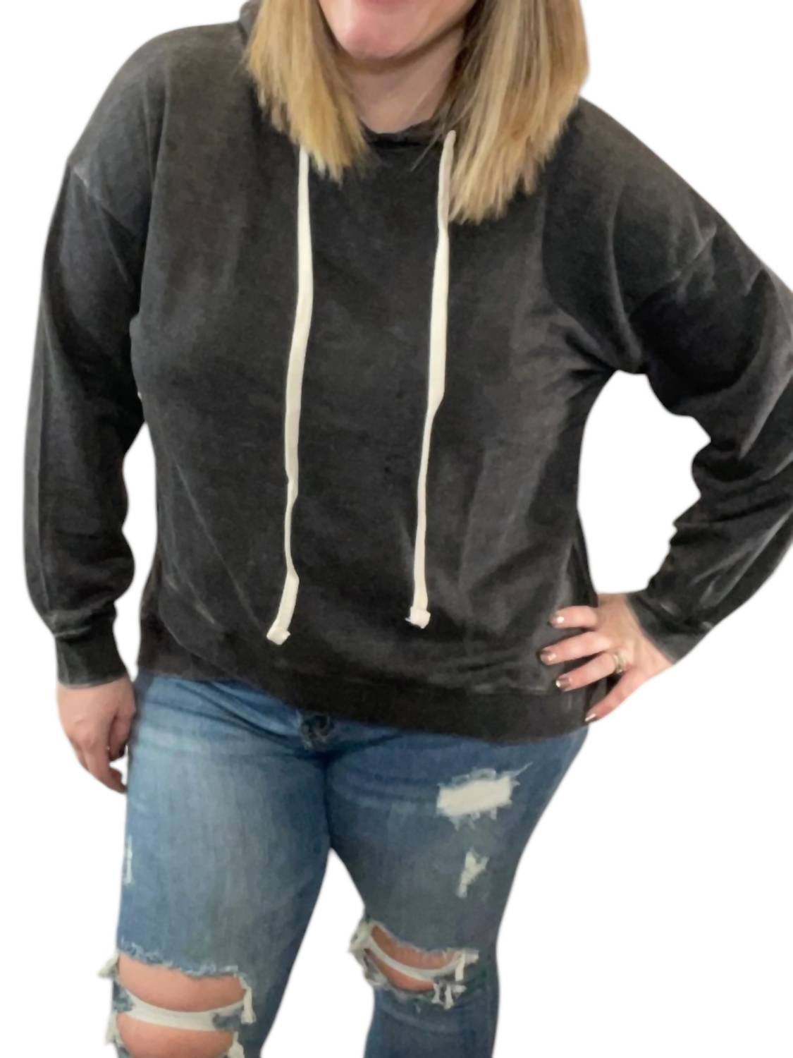 

Толстовка с капюшоном Cross Front Slouchy черного цвета Sew In Love