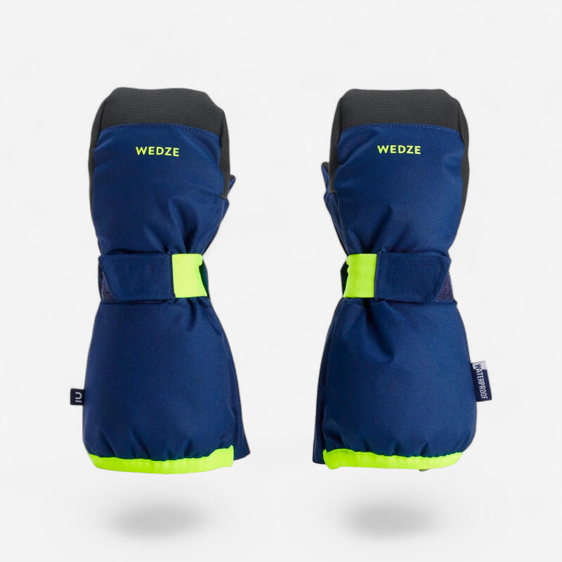 

Детские лыжные перчатки Wedze, цвет navy blue/fluo neon yellow