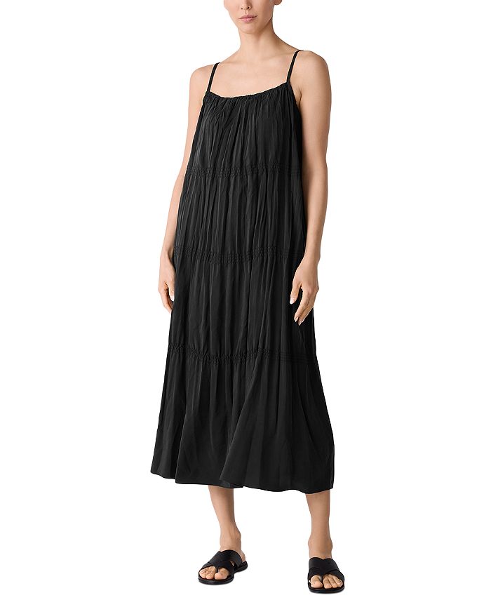 

Платье-ками с плиссировкой из шелка Eileen Fisher, черный
