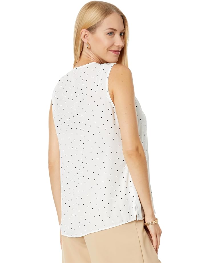 

Блуза Vince Camuto Sleeveless V-Neck Ruffle Front Pindot Blouse, цвет New Ivory