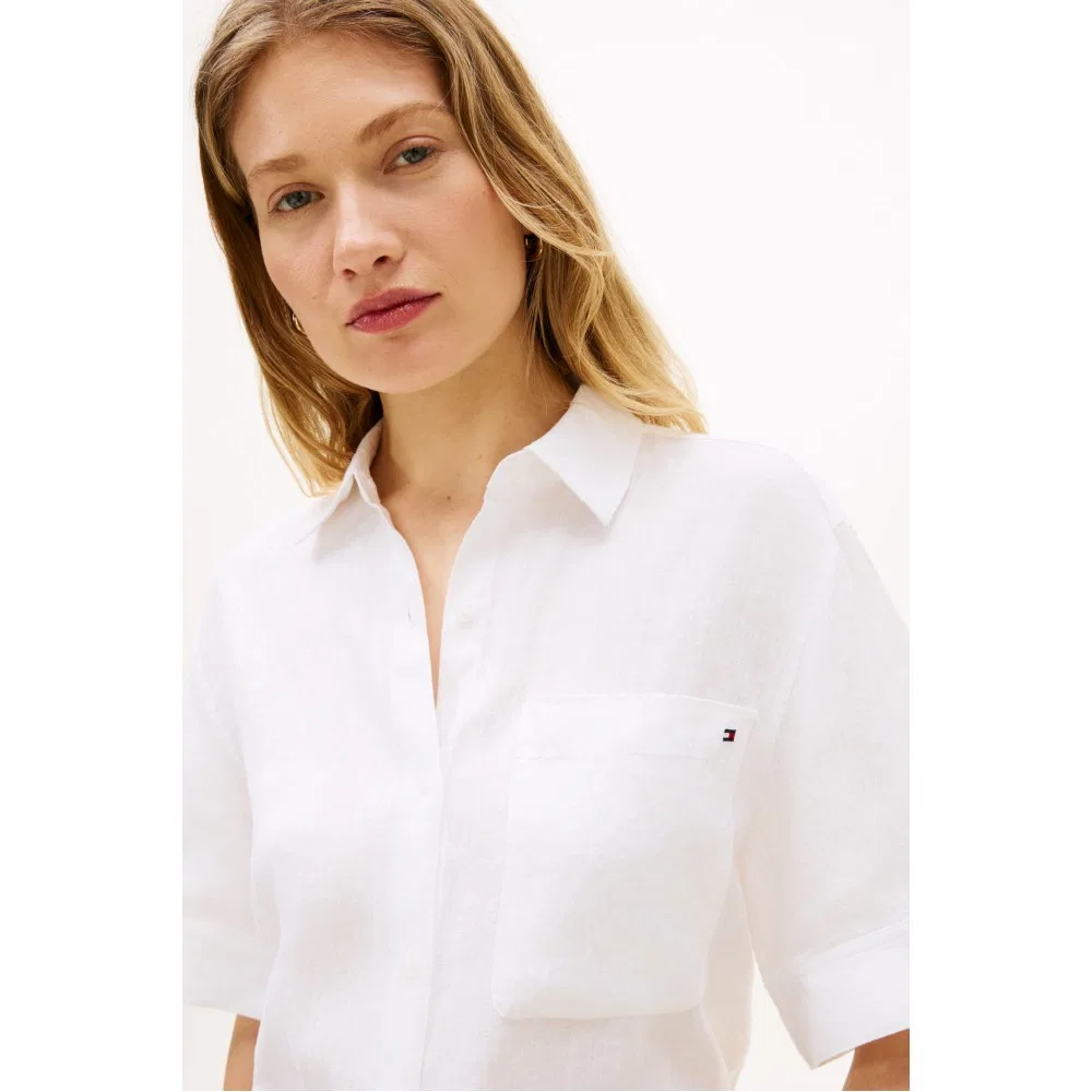 Женская белая льняная рубашка Tommy Hilfiger Women — фото 4