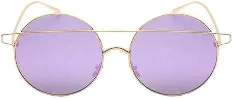 

2027 Круглые модные уникальные необычные большие круглые солнцезащитные очки для женщин, женские солнцезащитные очки UV400 без оправы MTZJH, Yd144 Gold Purple
