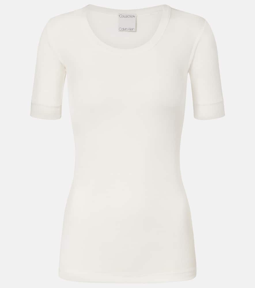 

Хлопковый топ с ребристым узором Calvin Klein Collection, Off White
