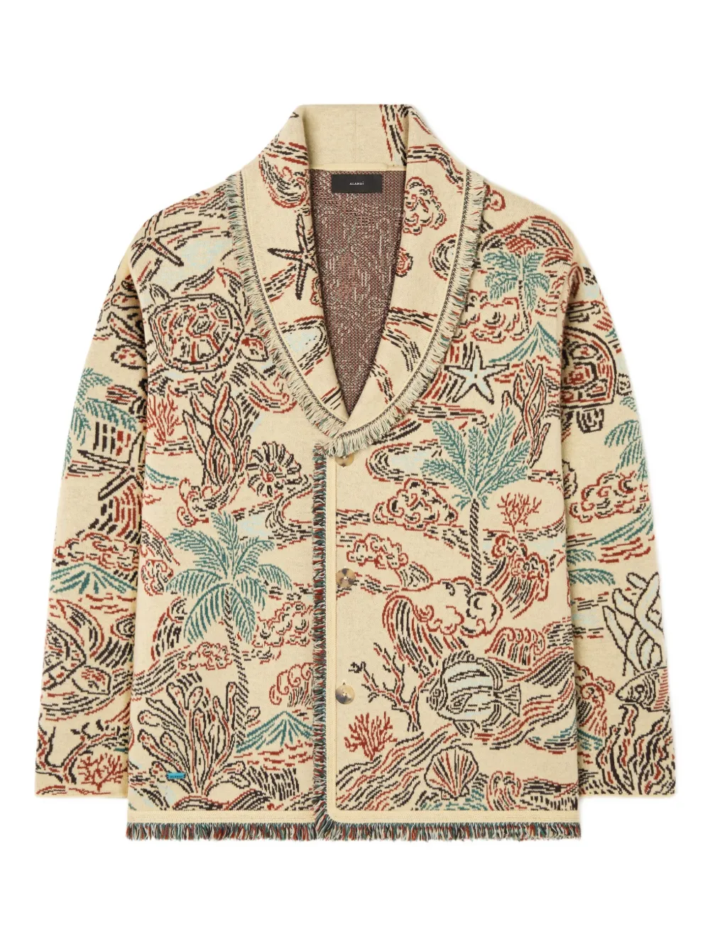 

Кардиган Sketched by the Sea с бахромой Alanui, светло-бежевый