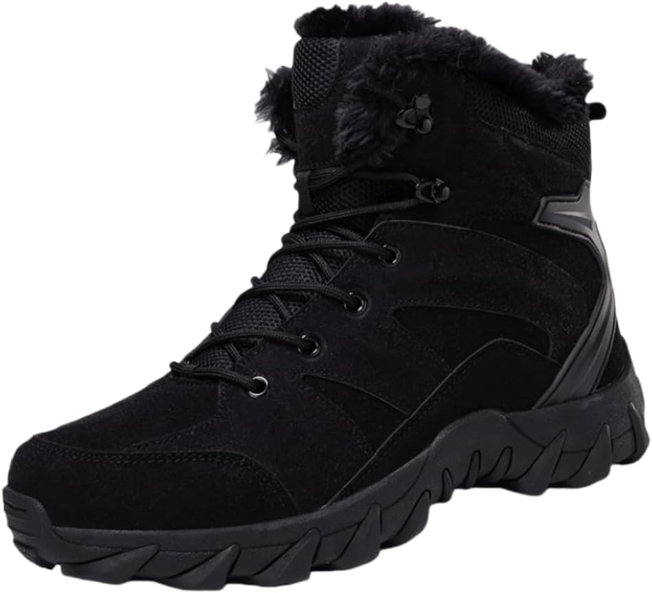 

Мужские противоскользящие зимние ботинки HHHCHPM, термоботинки для зимы, ветронепроницаемые походные ботинки с искусственным мехом, зимние походные ботинки, черный