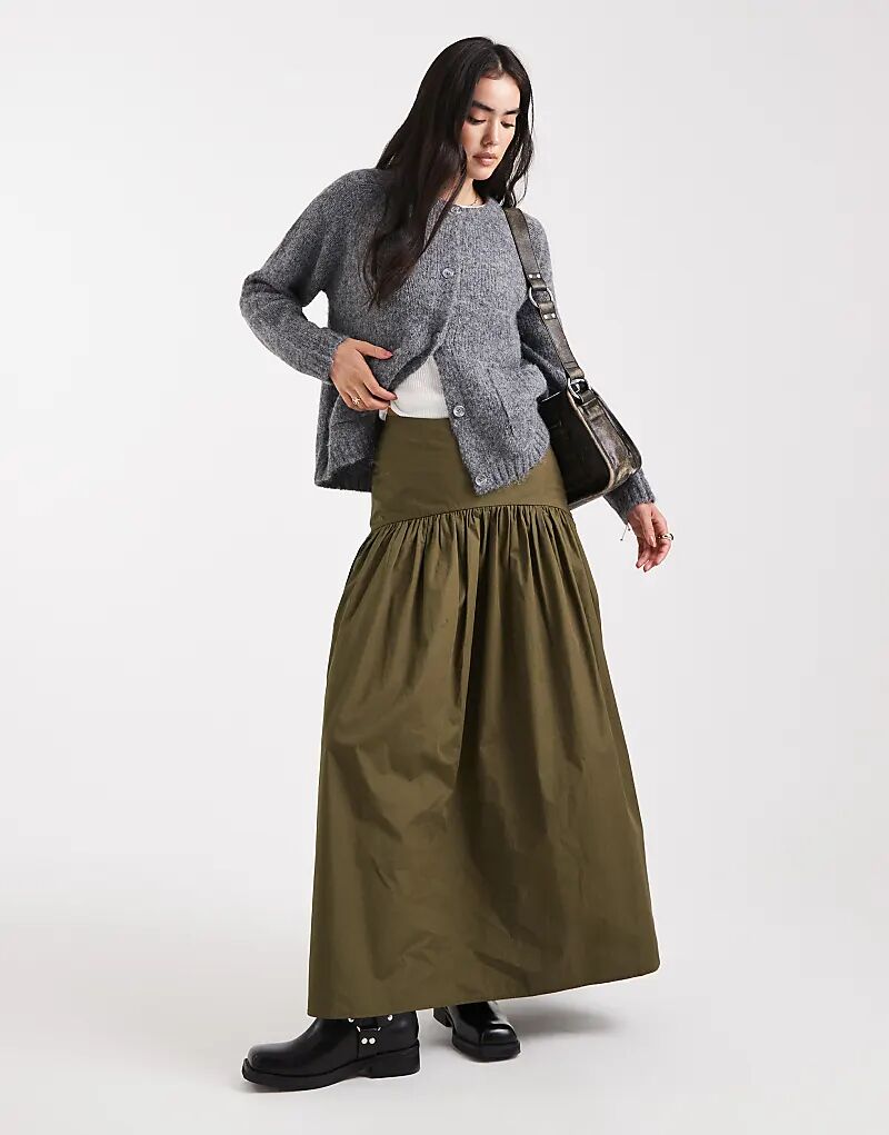 

Юбка макси с заниженной талией ASOS DESIGN цвета хаки