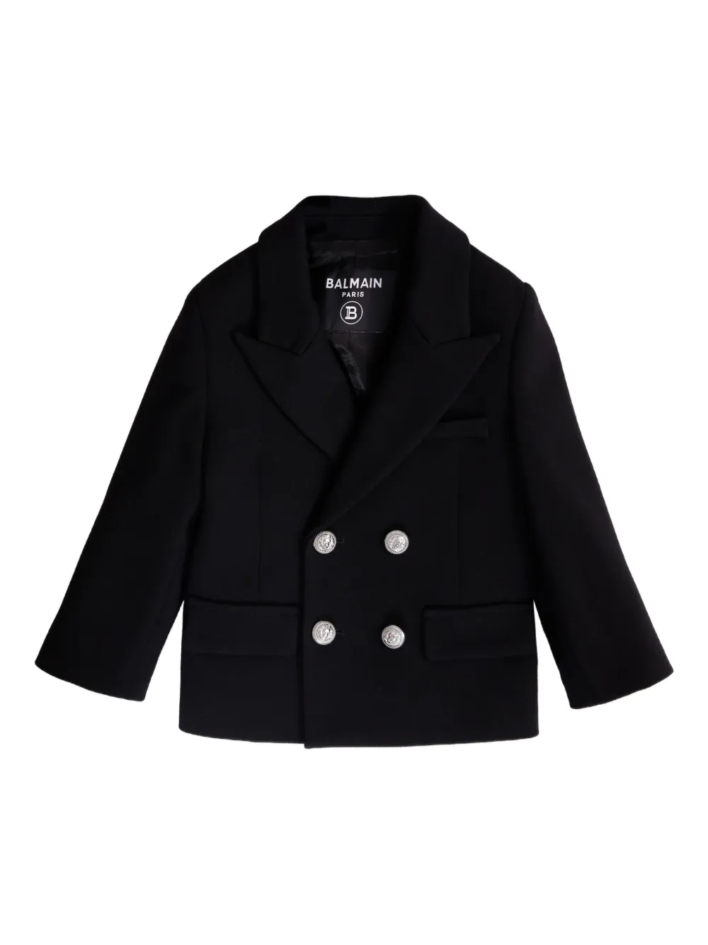 

Двубортный блейзер Balmain Kids, черный