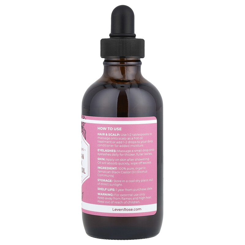 Leven Rose, 100% чистое и органическое ямайское черное касторовое масло, 118 мл (4 жидк. Унции) — фото 2