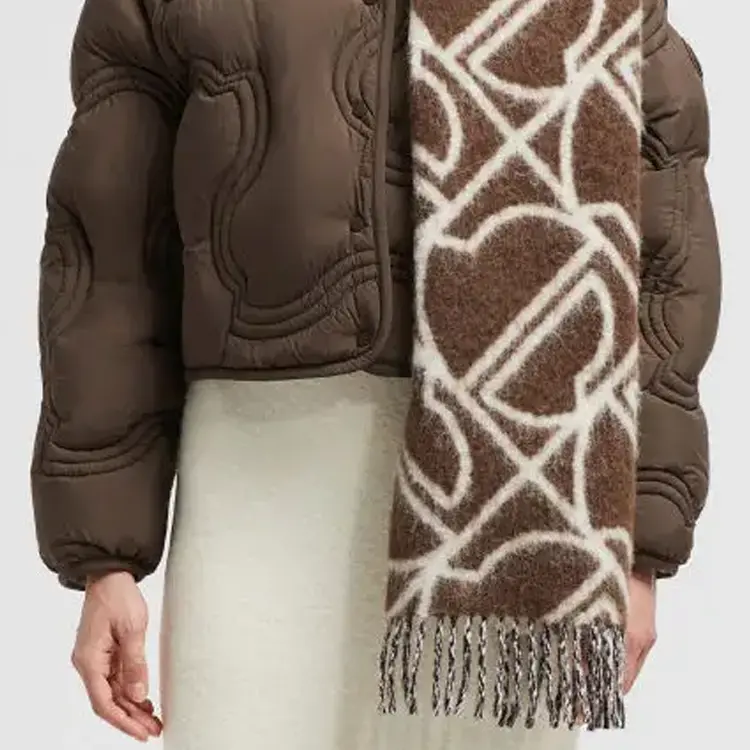 Moncler Шерстяной вязаный шарф женский коричневый, Brown — фото 3