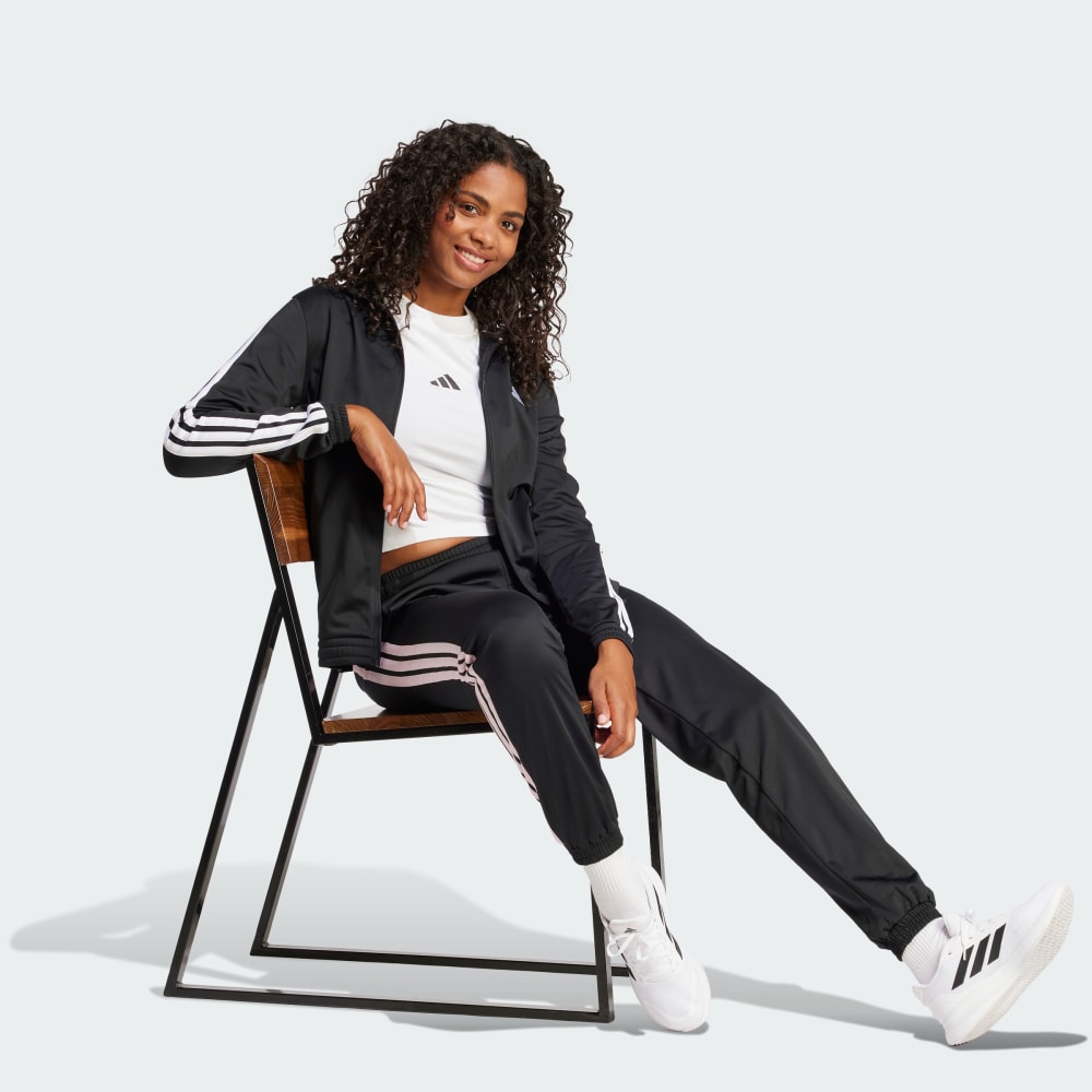 Олимпийка Adidas Tricot 3-Stripes Track Jacket, черный/белый — фото 4