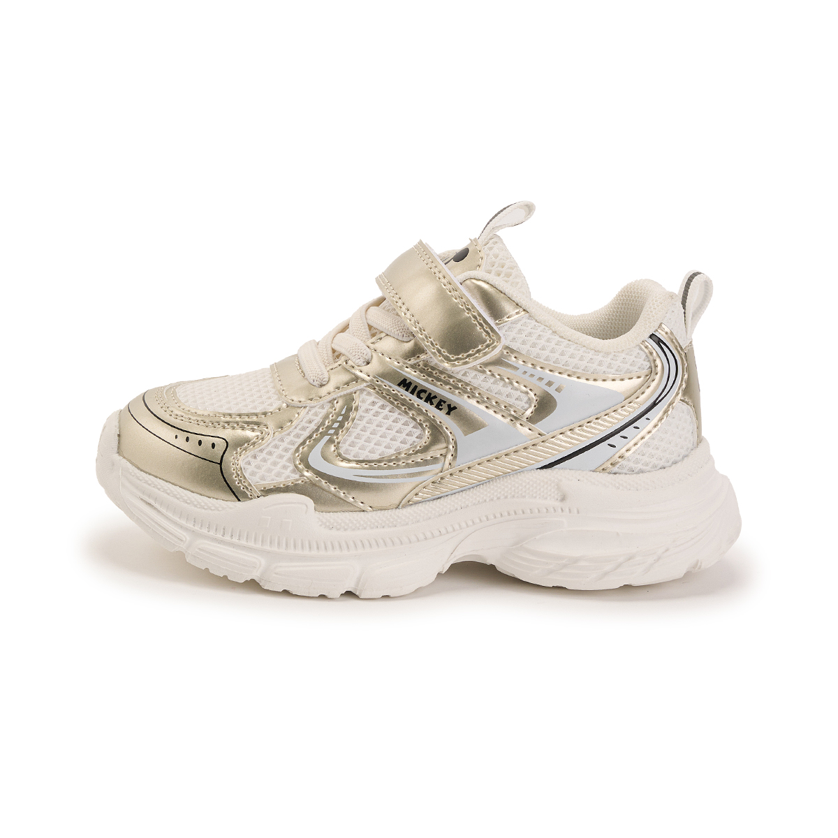 

Детские повседневные кроссовки серии Mickey с противоскользящей подошвой, амортизирующей, износостойкой, дышащей подошвой Disney, бежевый/золотой