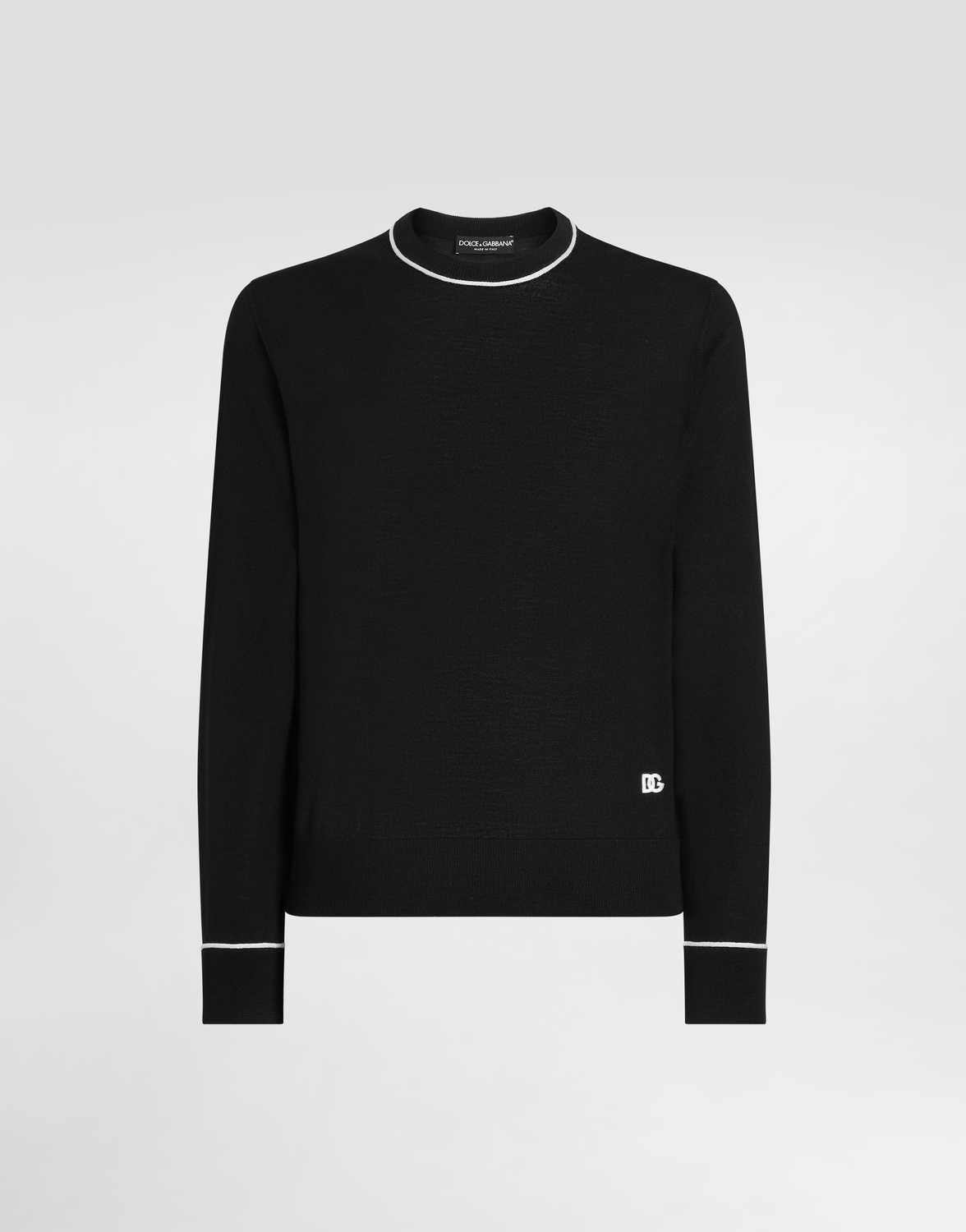 

Шерстяной пуловер с круглым вырезом Dolce & Gabbana, черный