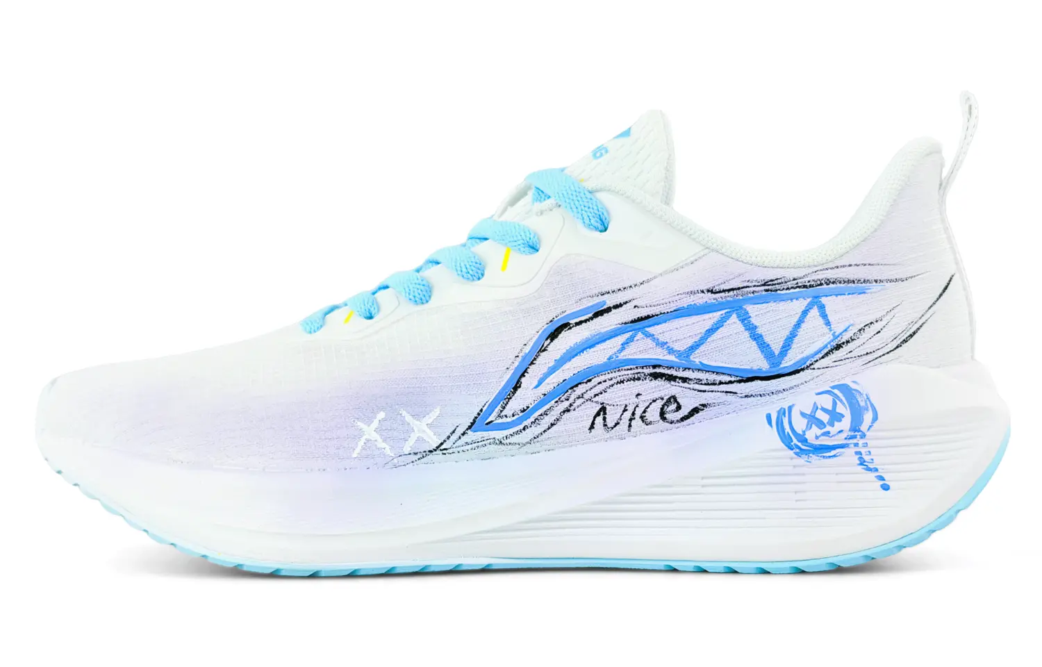 Li Ning Wuyue Cushioning, Wear Resistant Low top Casual Training Long Distance Running Shoes Men's Li-Ning, синий фиолетовый белый — фото 3