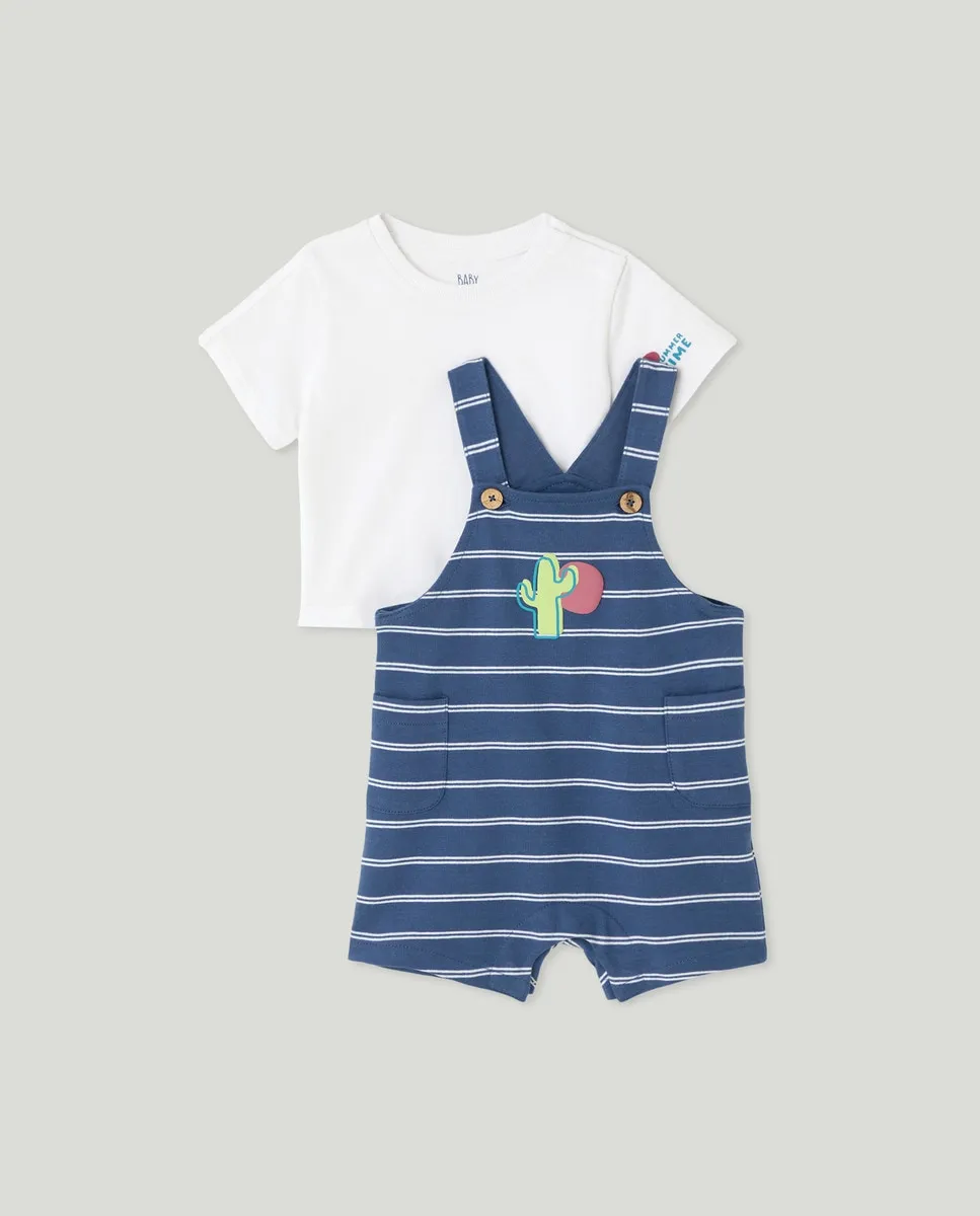 

Комплект из 2 предметов: комбинезон и футболка с коротким рукавом для малыша Baby El Corte Inglés, индиго