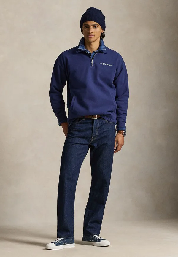 Вязаная полутолстовка на молнии, флисовый джемпер Polo Ralph Lauren, Dark Blue — фото 2