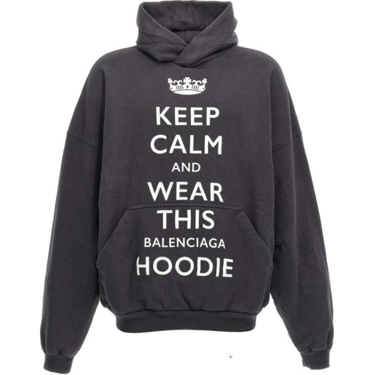 

Толстовка свободного кроя с принтом Keep Calm Balenciaga, серый