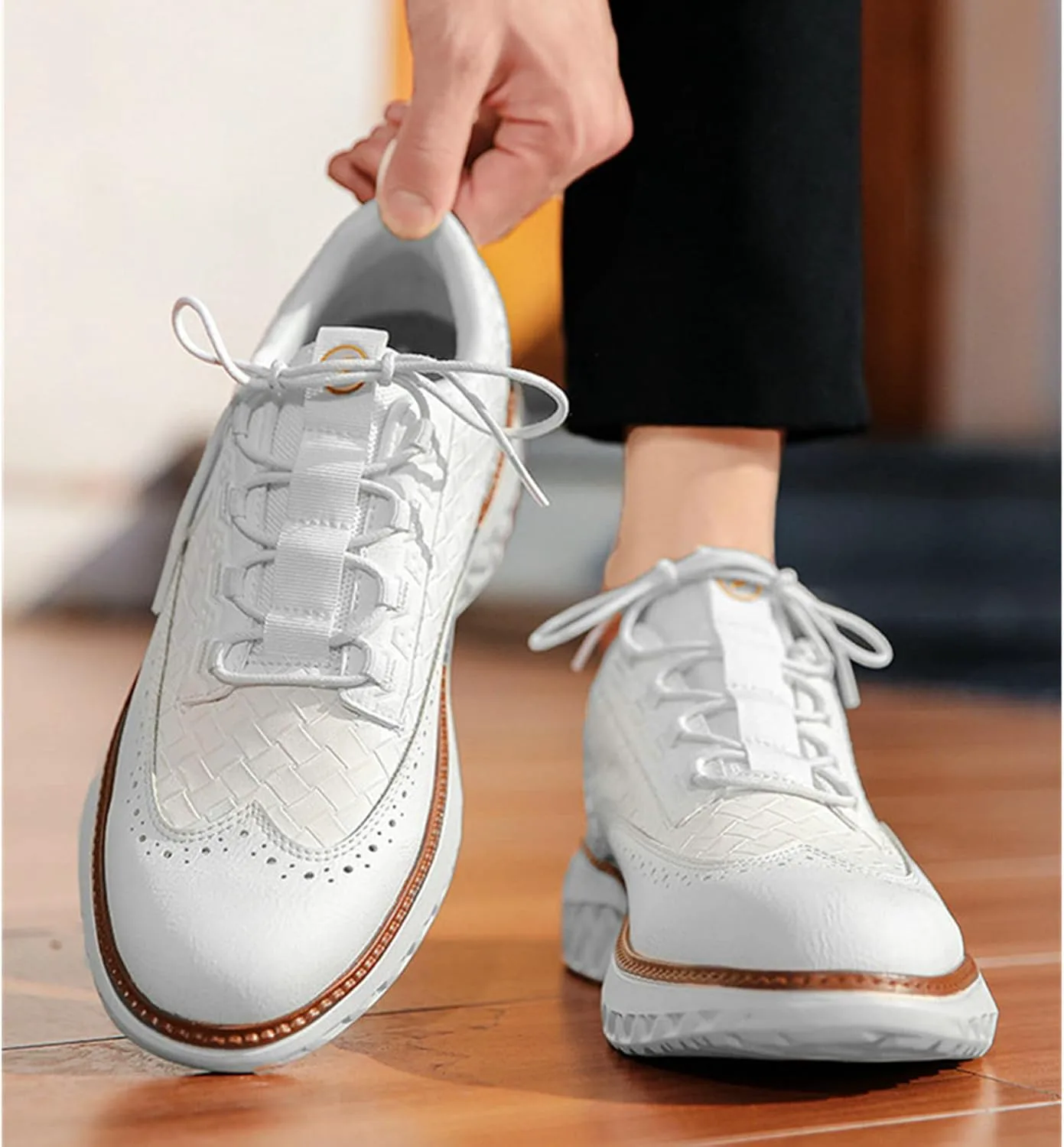 Мужские лоферы SywzX&xfybz с шнуровкой, мягкой подошвой, противоскользящие, для вождения, дышащие, легкие кроссовки, белый — фото 2