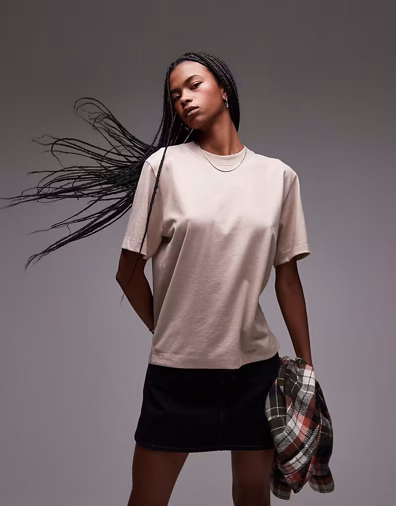 

Базовая футболка премиум-класса с коротким рукавом Topshop, бежевый