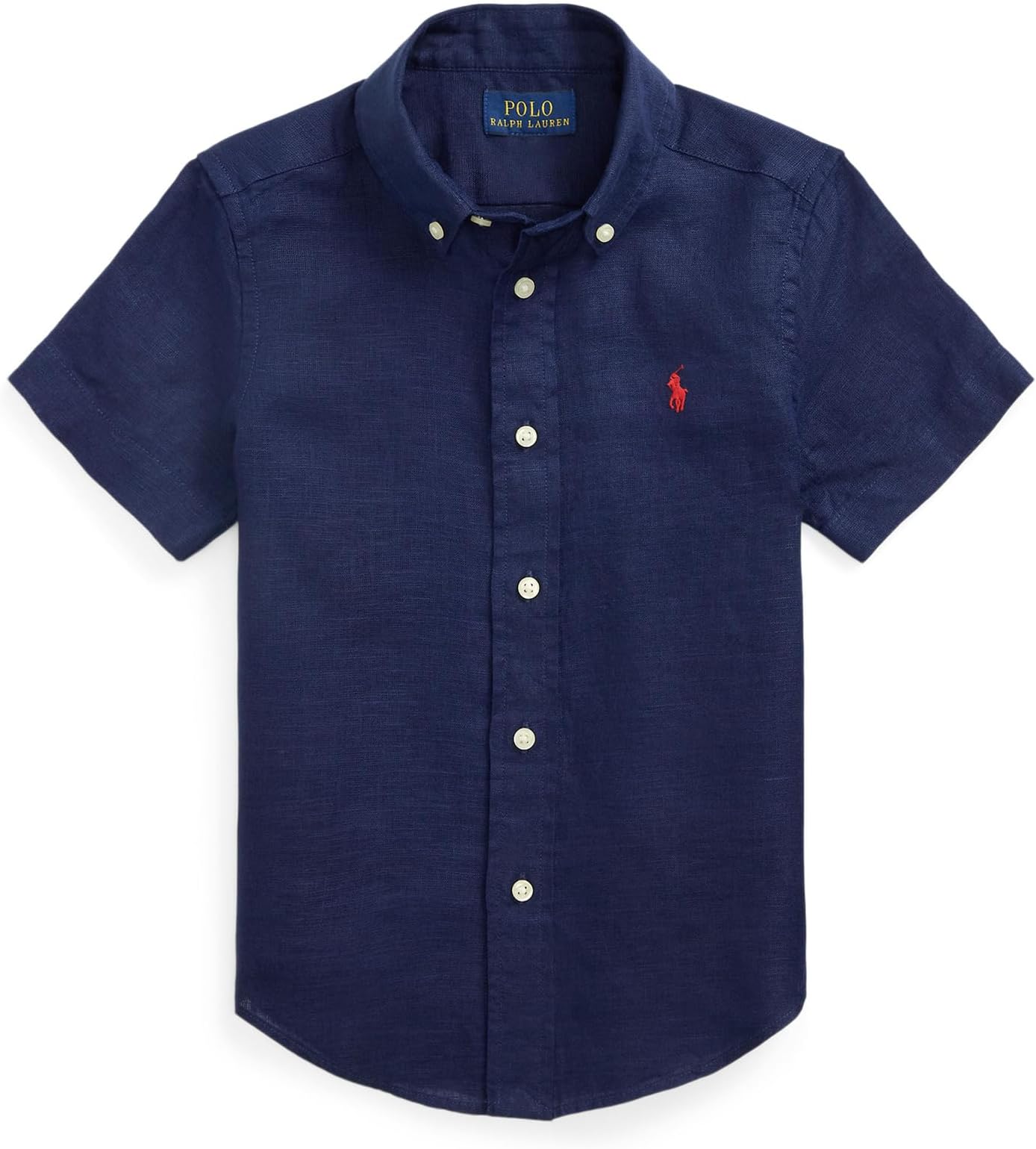 

Рубашка Polo Ralph Lauren Kids Linen Short Sleeve Shirt, цвет Newport Navy