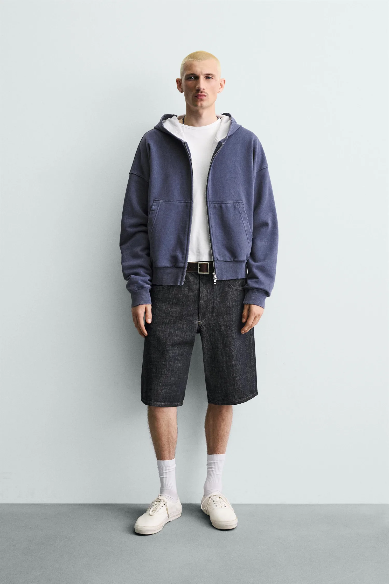 Свободные джинсовые шорты-бермуды Zara, индиго