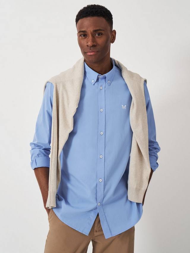 

Хлопковая поплиновая рубашка Crew Clothing, Light Blue