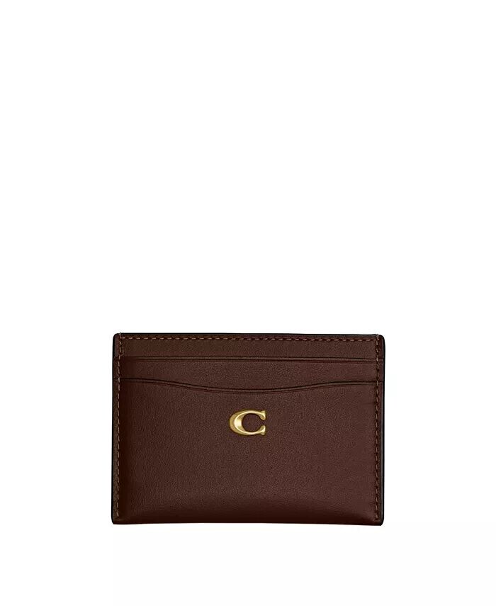 

Футляр для визиток Essential из полированной кожи с галькой Coach, коричневый
