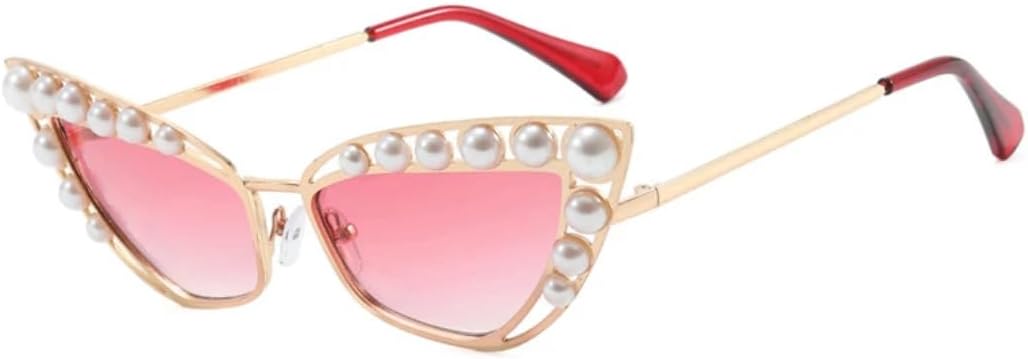 

Солнцезащитные очки с защитой UV400 | Полые очки в стиле "кошачий глаз" в стиле металл-панк | для женщин и мужчин, для занятий спортом на открытом воздухе и вождения DSVIGF, Gold Pink