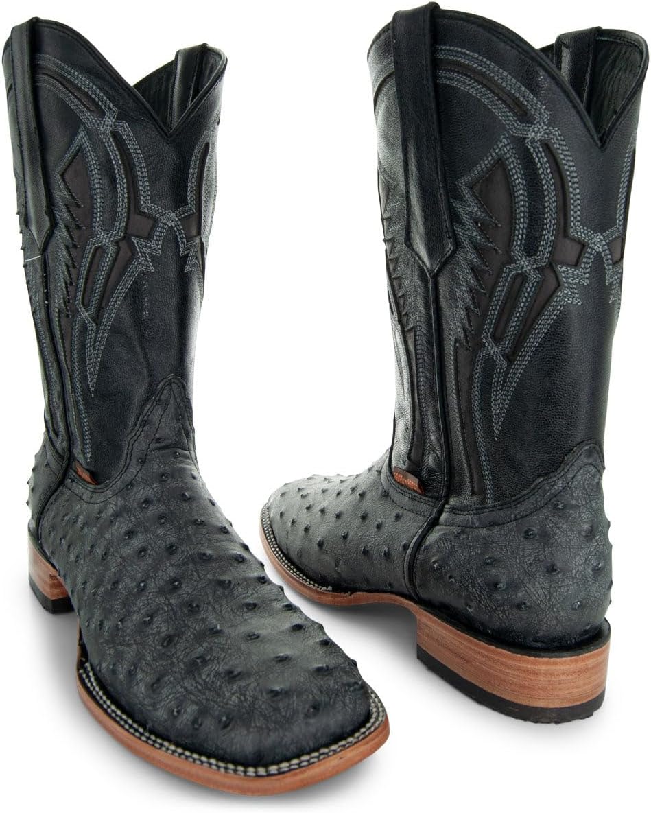Мужские ковбойские сапоги Soto Boots с экзотическим принтом страуса Out of the Wild, мужские ковбойские сапоги с экзотическим принтом, вестерн сапоги для мужчин H50031, черный — фото 2