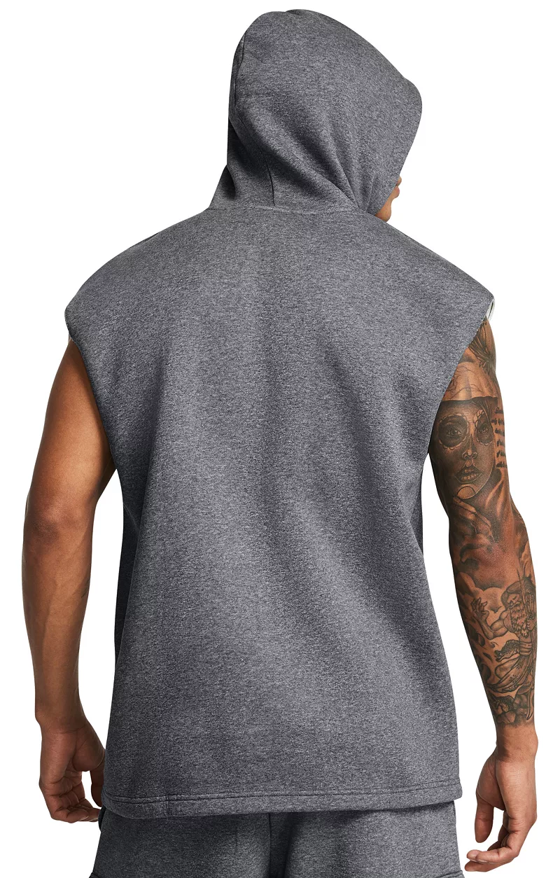 

Мужская флисовая толстовка без рукавов Under Armour Icon, цвет Pitch Gray Heather/White