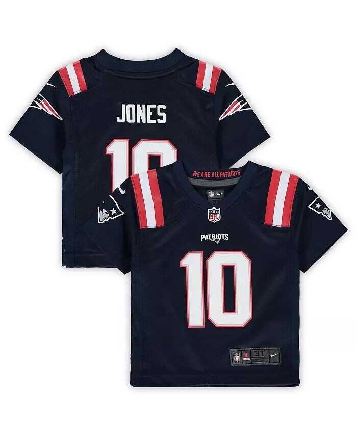 

Джерси для мальчиков и девочек для малышей Mac Jones Navy New England Patriots Game Jersey Nike