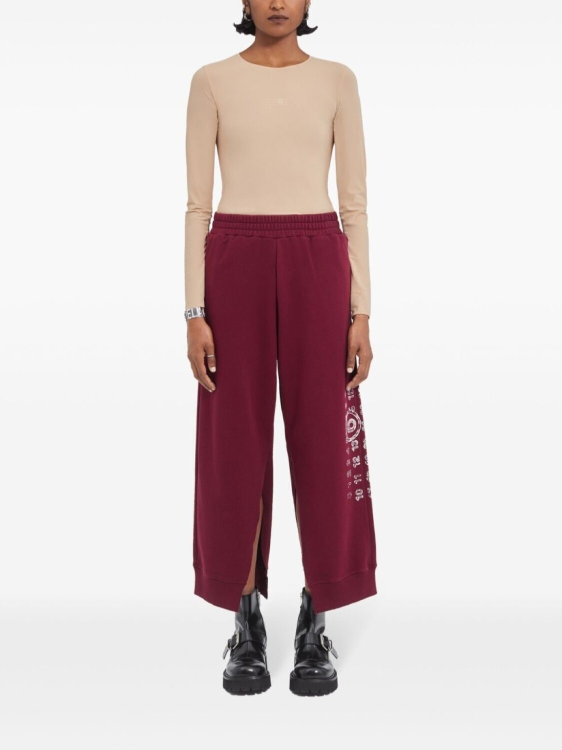 

MM6 Maison Margiela спортивные штаны с мотивом подписных цифр, красный