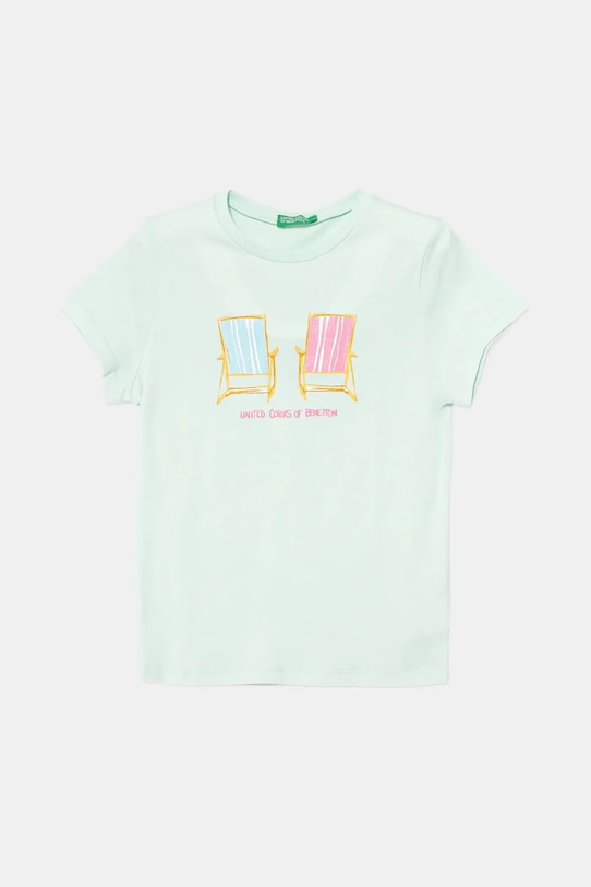 

Детская хлопковая футболка United Colors Of Benetton, бирюзовый