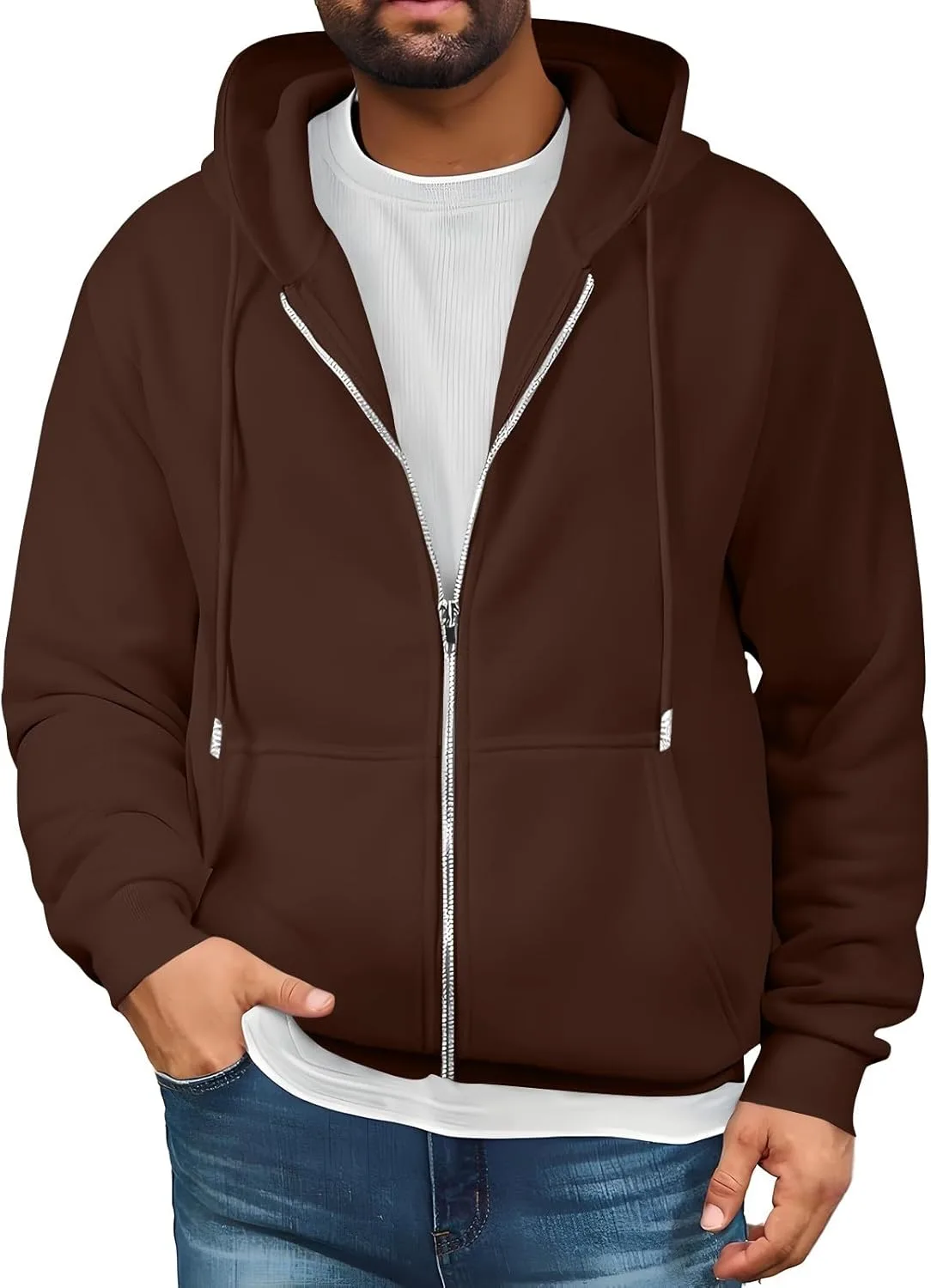 

GOFULY Zip Up Hoodies для мужчин, легкий флисовый свитшот с капюшоном и карманами