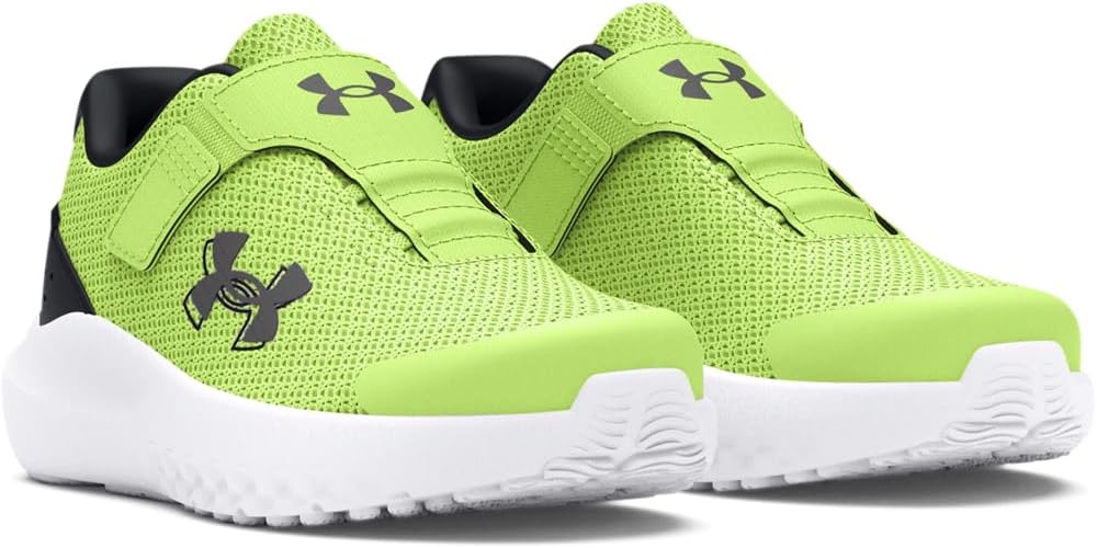 Детские кроссовки Under Armour Baby Girls' Surge 4 с альтернативной застежкой, (300) Morph Green/Black/Castlerock — фото 2