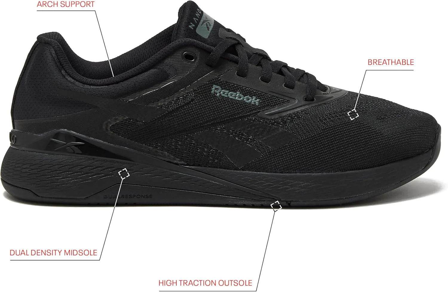 Мужские кроссовки Reebok Nano X5, для кросс-тренинга и легкого бега, черный/серый — фото 2