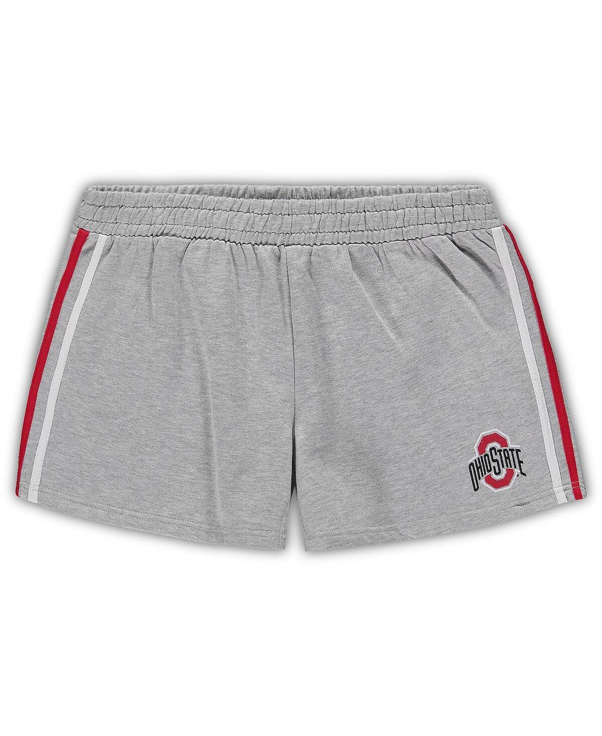 

Женские серые шорты Ohio State Buckeyes с 2 полосками, размера плюс Profile