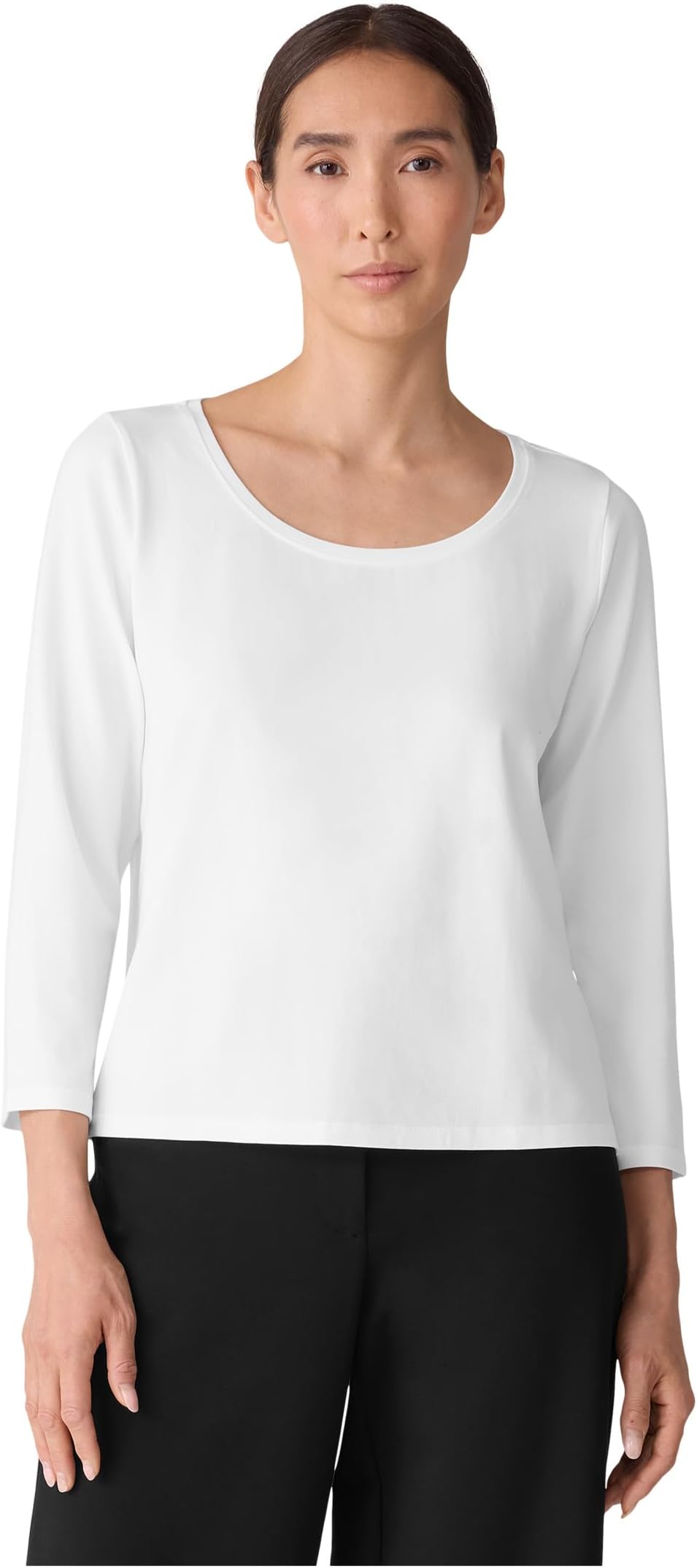 

Топ Eileen Fisher Stretch Jersey Knit Scoop Neck Top, белый