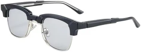 

Модные квадратные солнцезащитные очки для женщин в стиле ретро с прозрачными линзами и полуметаллической оправой для мужских очков MTZJH, Black Light Gray