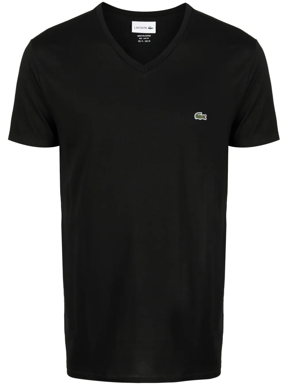 

Футболка из хлопка с V-образным вырезом и нашивкой-логотипом Lacoste, черный