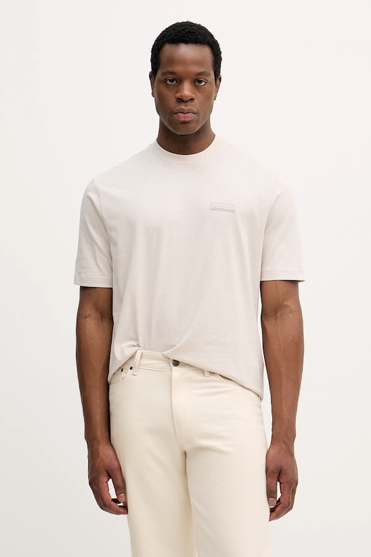 

Хлопковая футболка Armani Exchange, бежевый