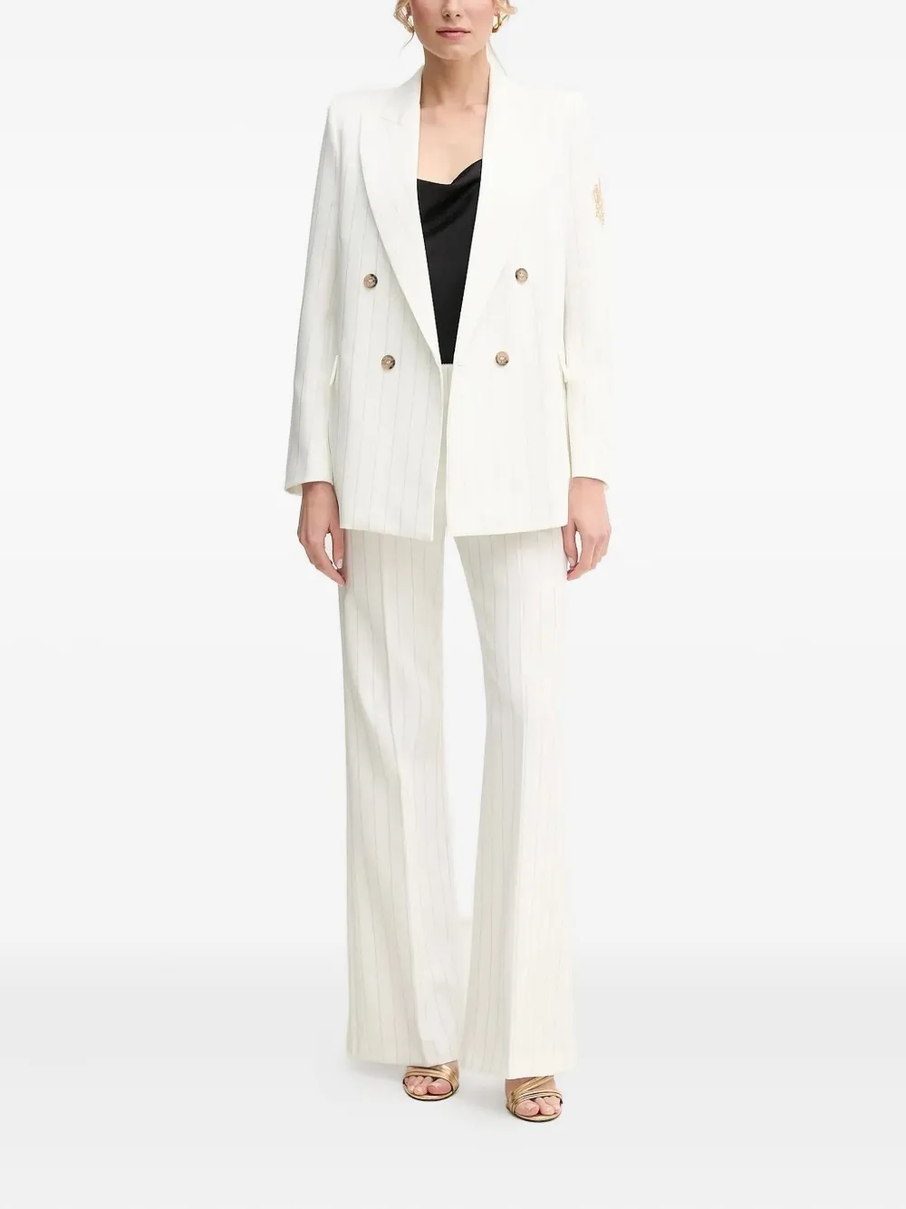 

Блейзер в тонкую полоску с нашивкой-логотипом Ermanno Scervino, белый