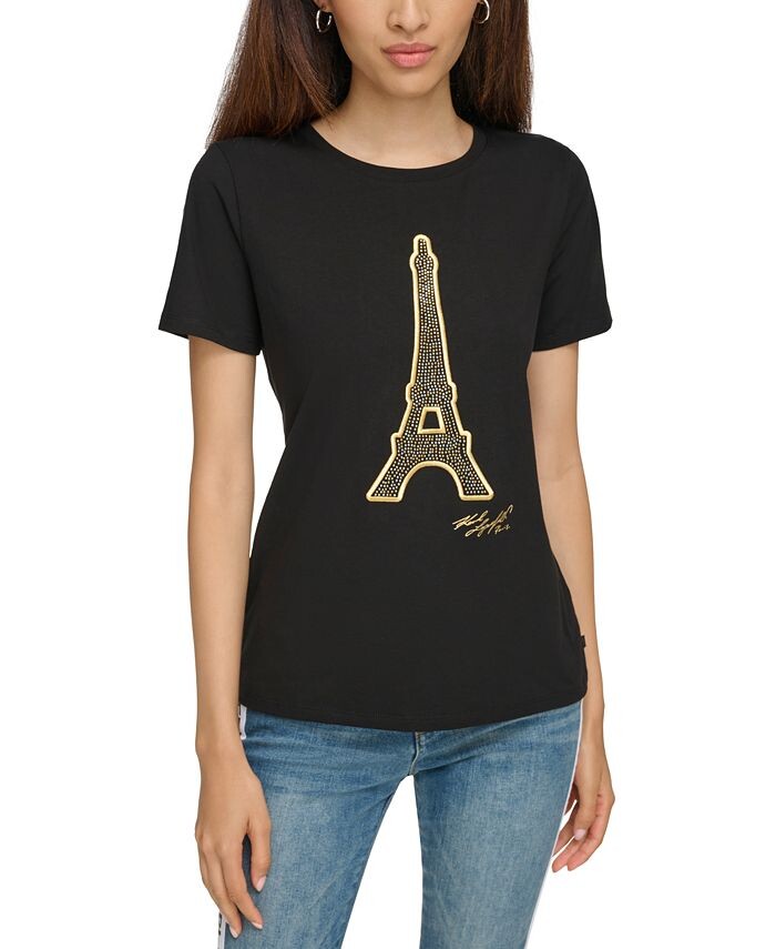 

Женская футболка с Эйфелевой башней KARL LAGERFELD PARIS, черный