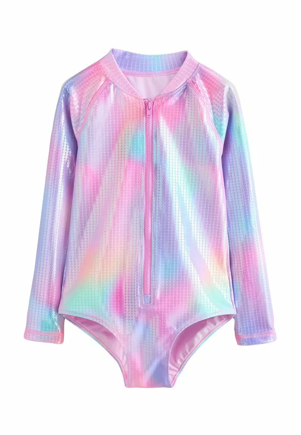 Купальник стандартного кроя с длинными рукавами Next, Pink Rainbow Foil Sequin